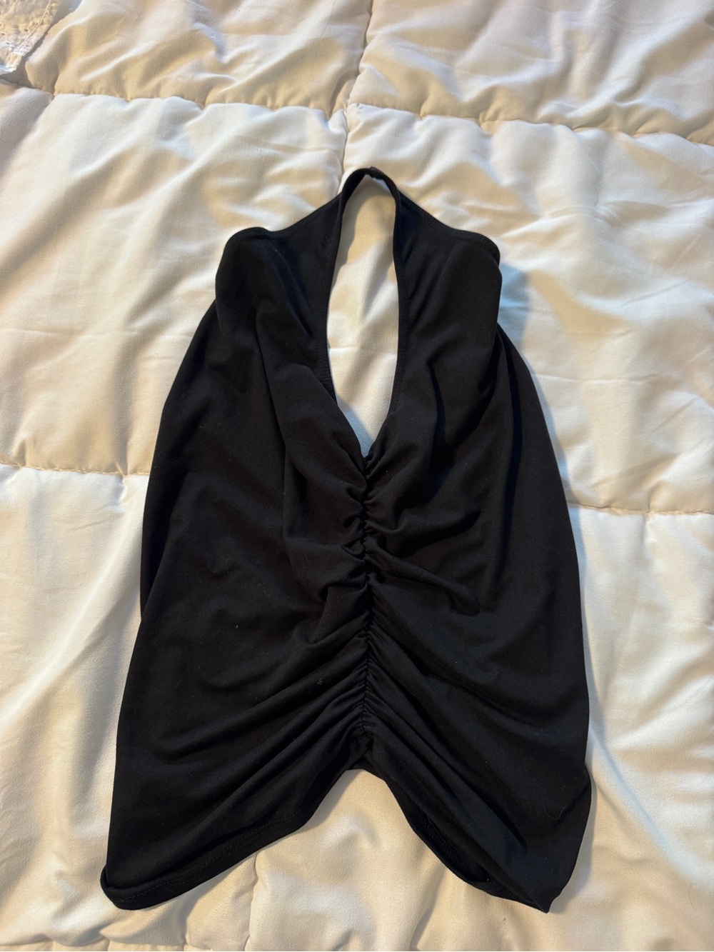 Urban Outfitters Black Ruched Halter Crop Top